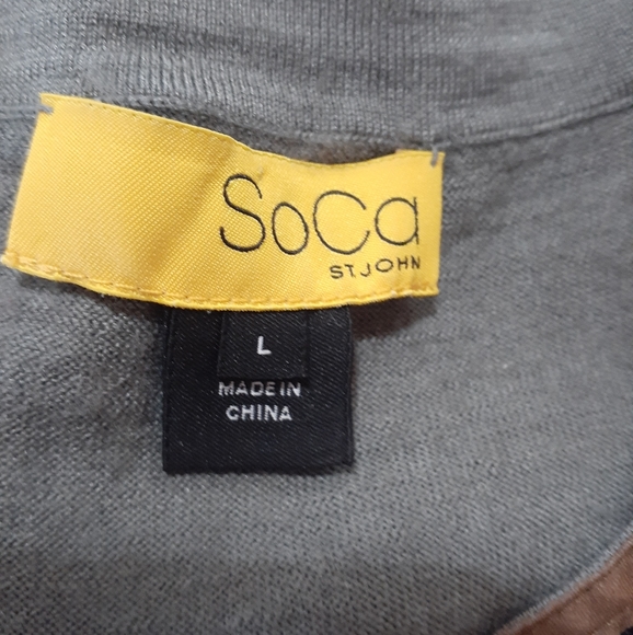 St John SoCa Merino Silk Cashmere Tank Sweater Green Beaded Neck Size Large - Picture 5 of 8